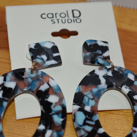 Creative Acetate Plate Geometry Elliptical Diamond Earrings Women's Jewelry - Picture 3 of 10